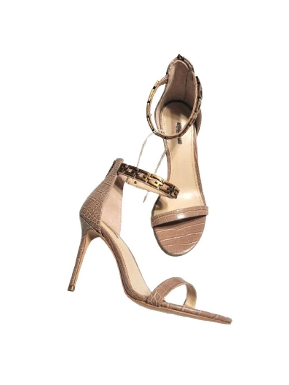 Guess Kaida Ankle Strap Heels Taupe Gold Size 10